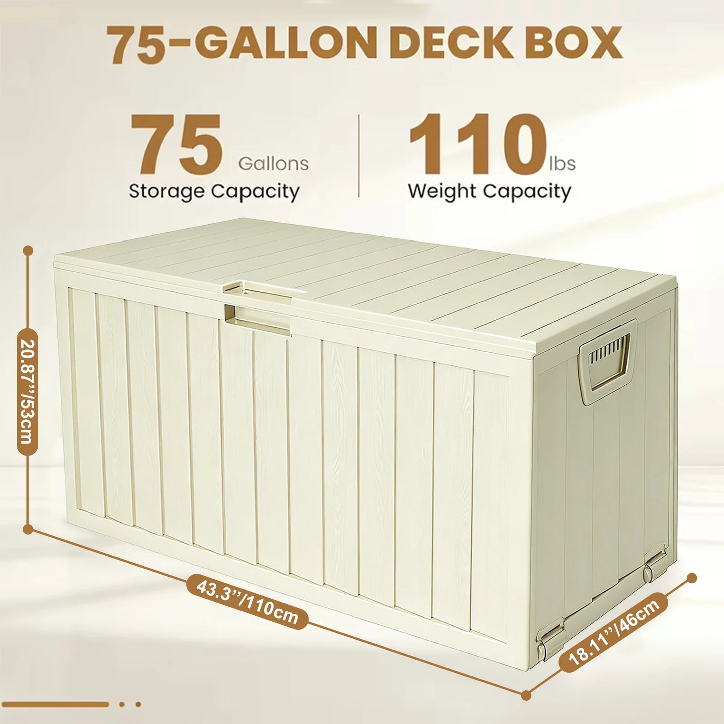 Resin Outdoor Storage Box Waterproof Deck Box With Bottom Pulleys