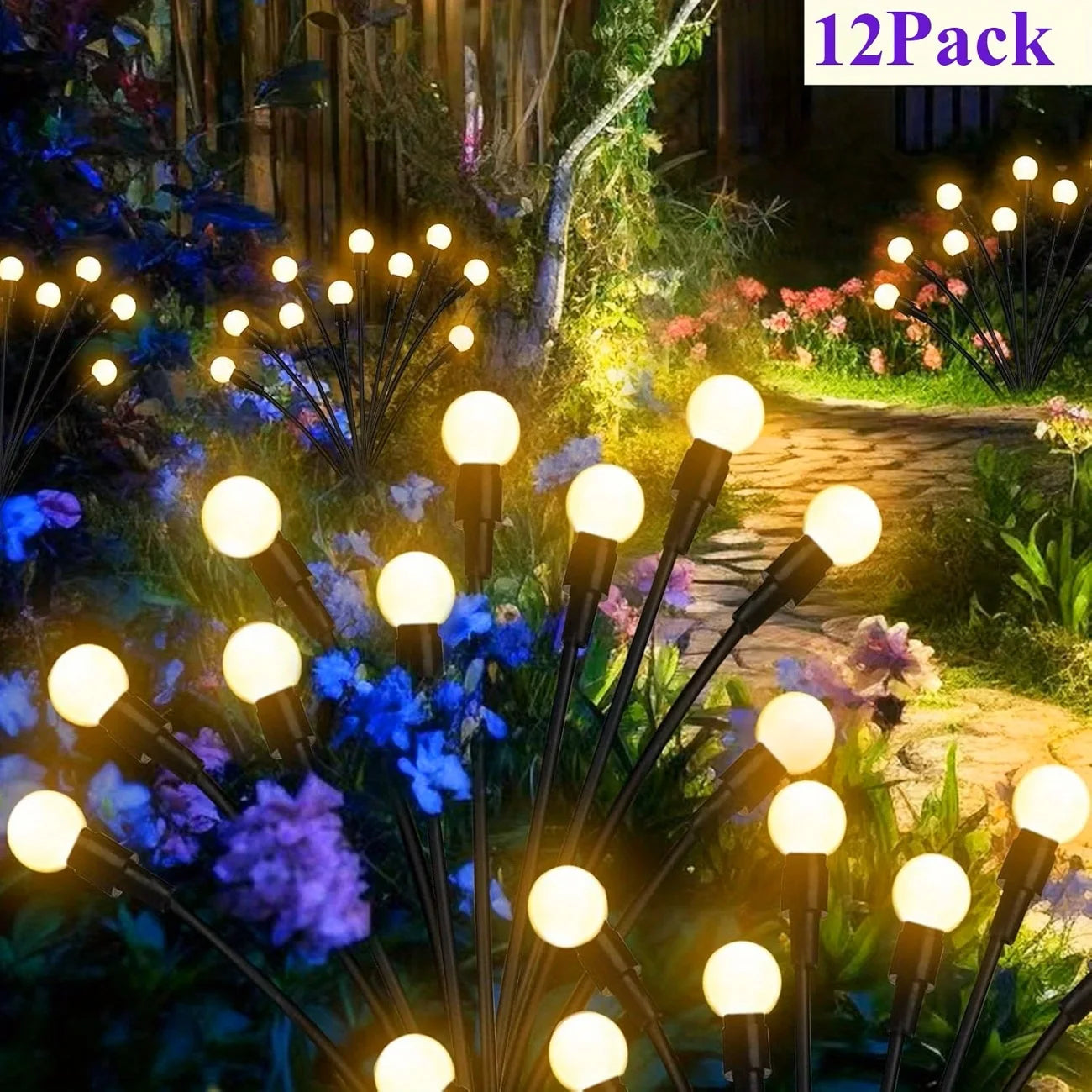 Solar Lights Outdoor 8 Pack Firefly Twinkle Pathway Garden Waterproof