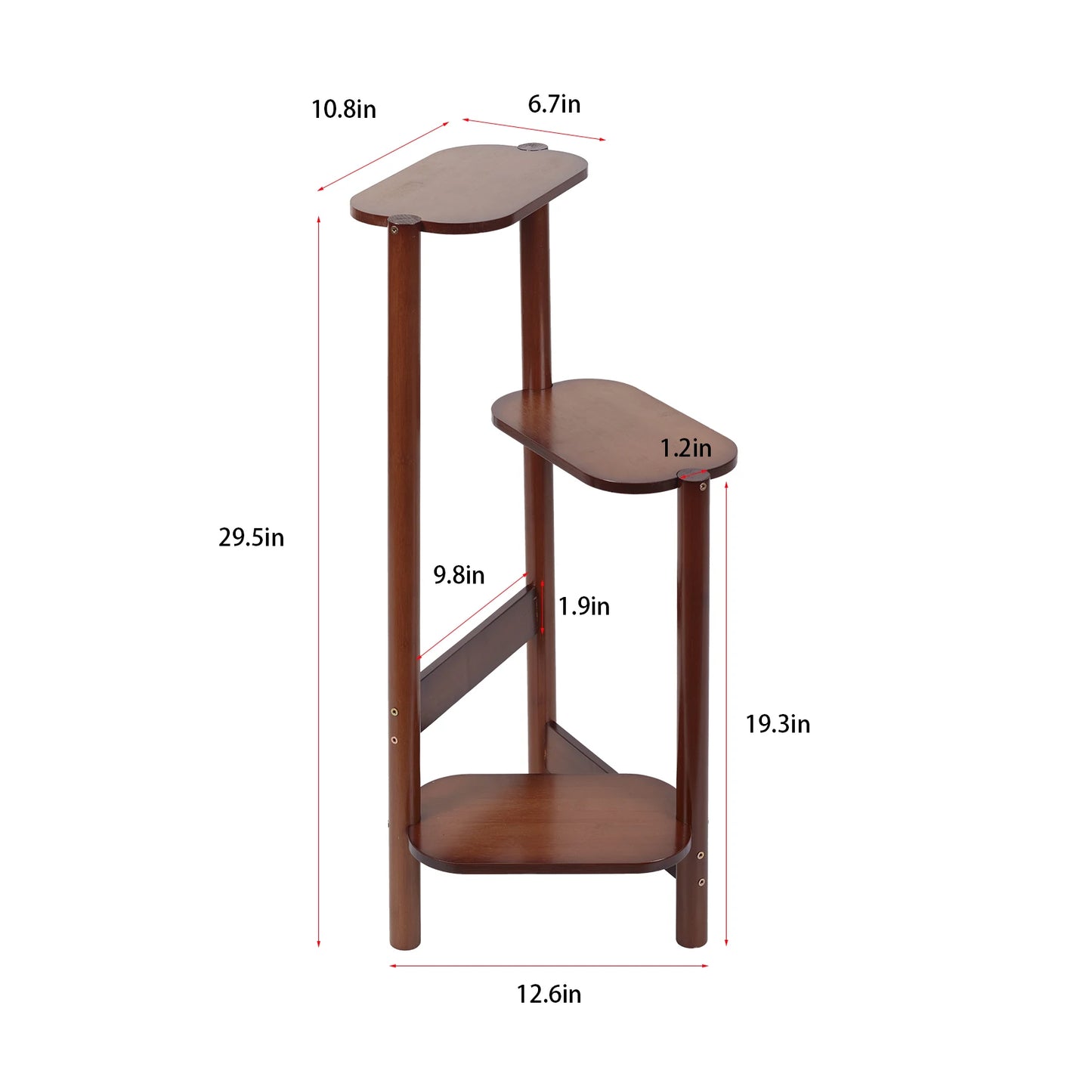 Three-Tier Bamboo Plant Stand for Corner Balcony and Bedroom