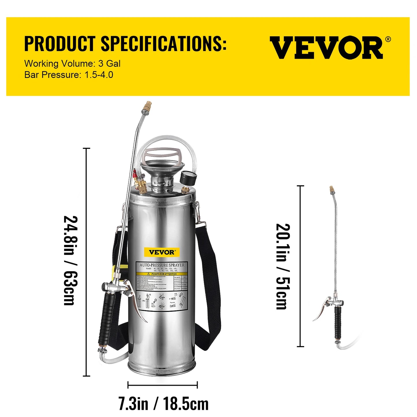 SucceBuy Hand Powered Stainless Steel Sprayer For Garden And Home