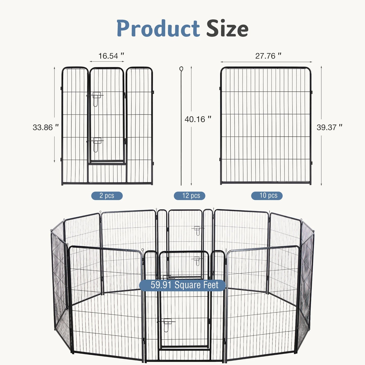 JHK Metal Foldable Dog Playpen Pet Fence For Outdoor Use