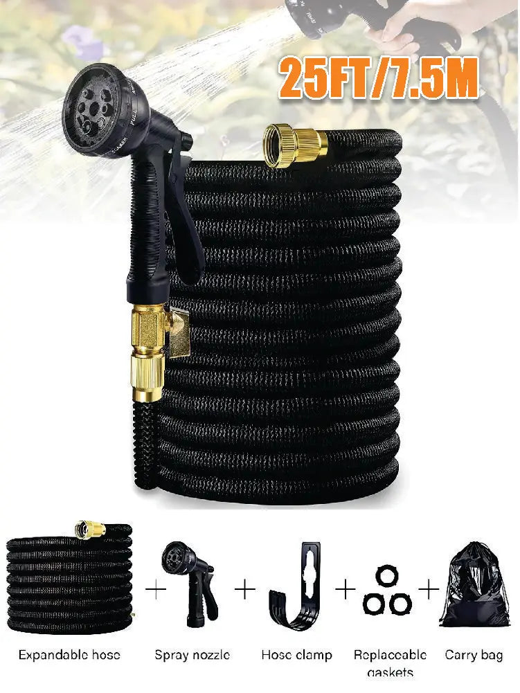 Expandable Garden Hose Kit With Nozzles For Lawn Car Wash