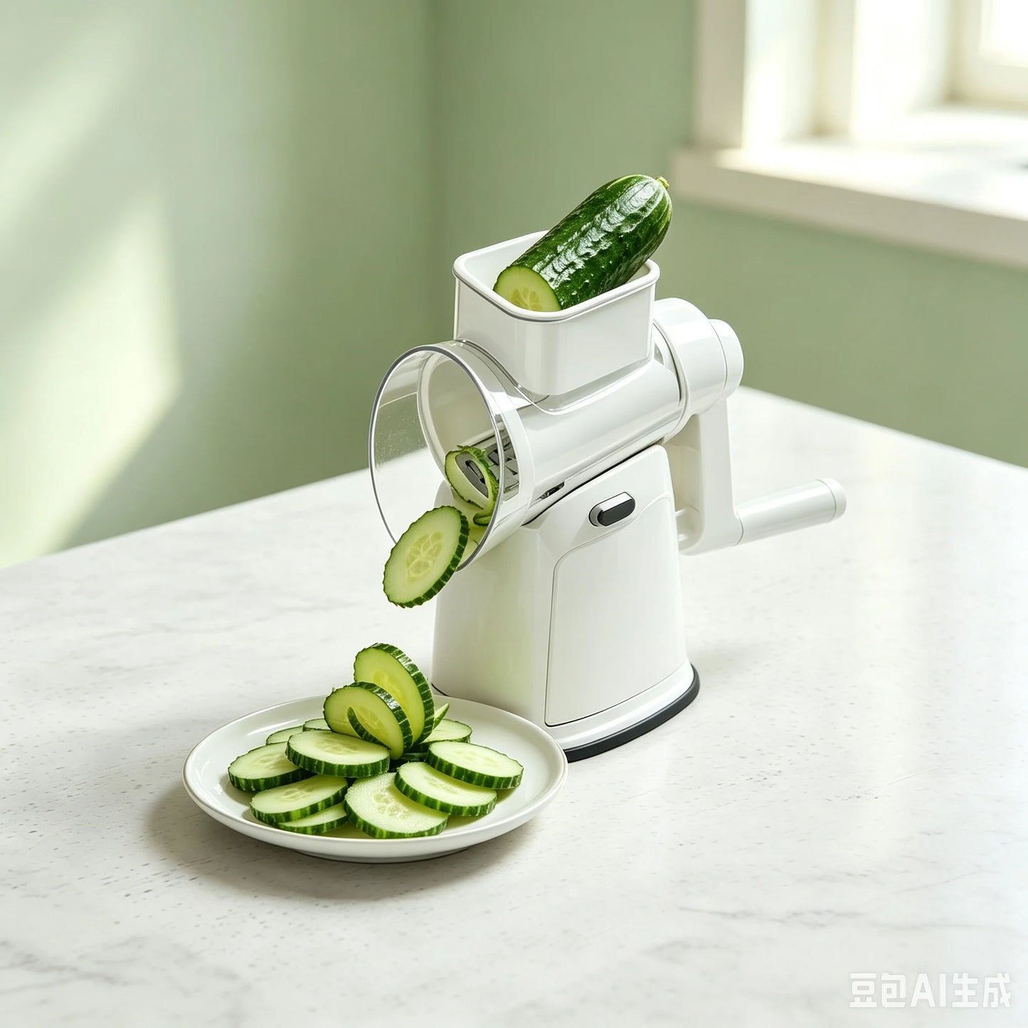 Rotary Cheese Grater And Vegetable Slicer With Stainless Blades