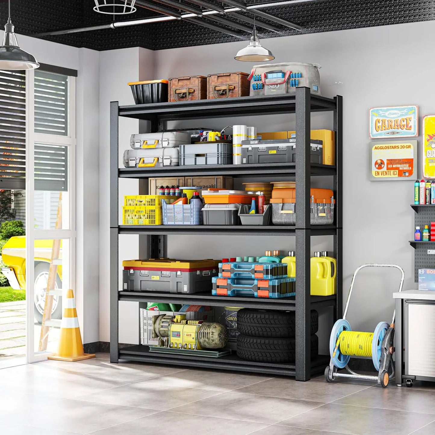 5 Tier Heavy Duty Garage Shelving Unit Adjustable Metal Storage
