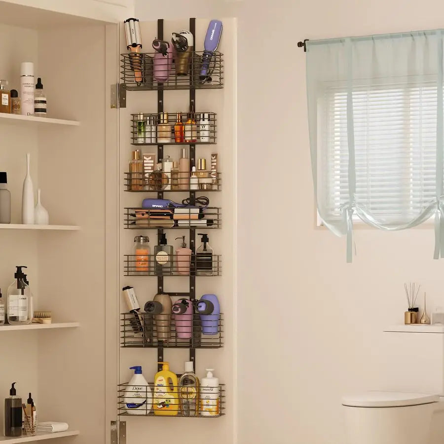 Over The Door Shower Organizer and Hair Tool Holder