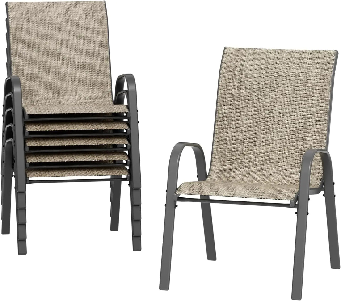 AuAg Outdoor Stackable Chairs Set Of 6 High Back Patio