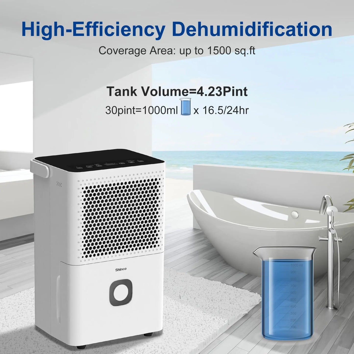 Shinco Dehumidifier for Home and Basement with Drain Hose