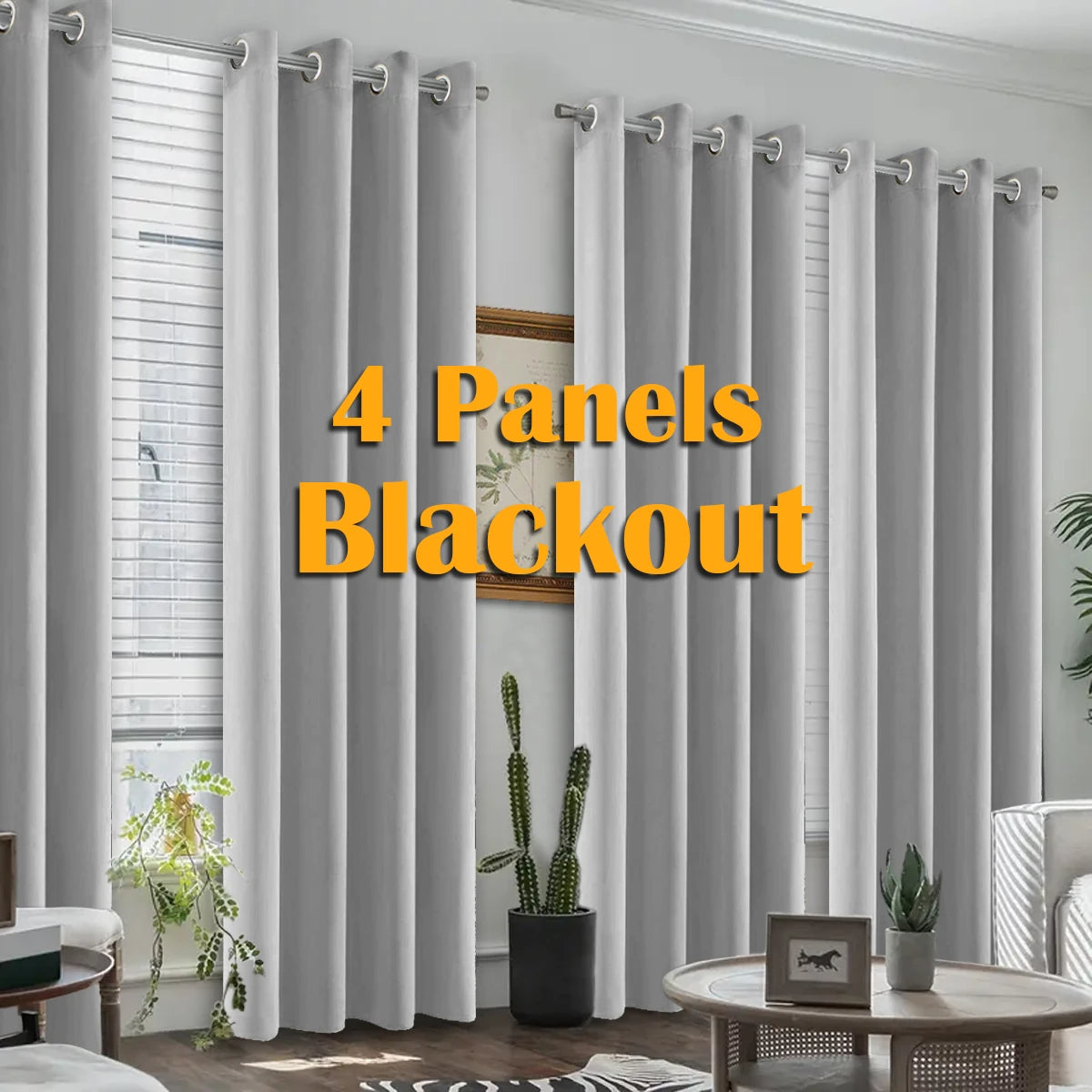Blackout Heat Insulated Grommet Curtains For Bedroom And Living Room