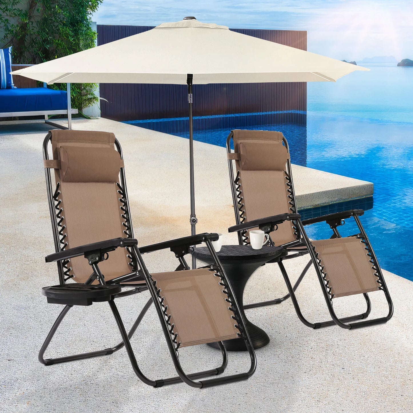 DOPINMIN Zero Gravity Chairs Set of 2 With Cup Holder