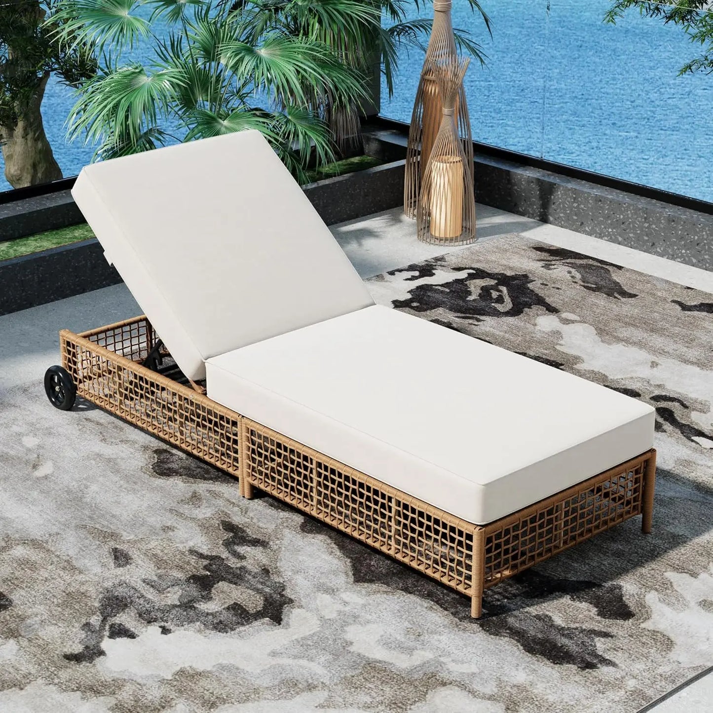 5-Position Adjustable Outdoor Chaise Lounge Set with Steel Frame
