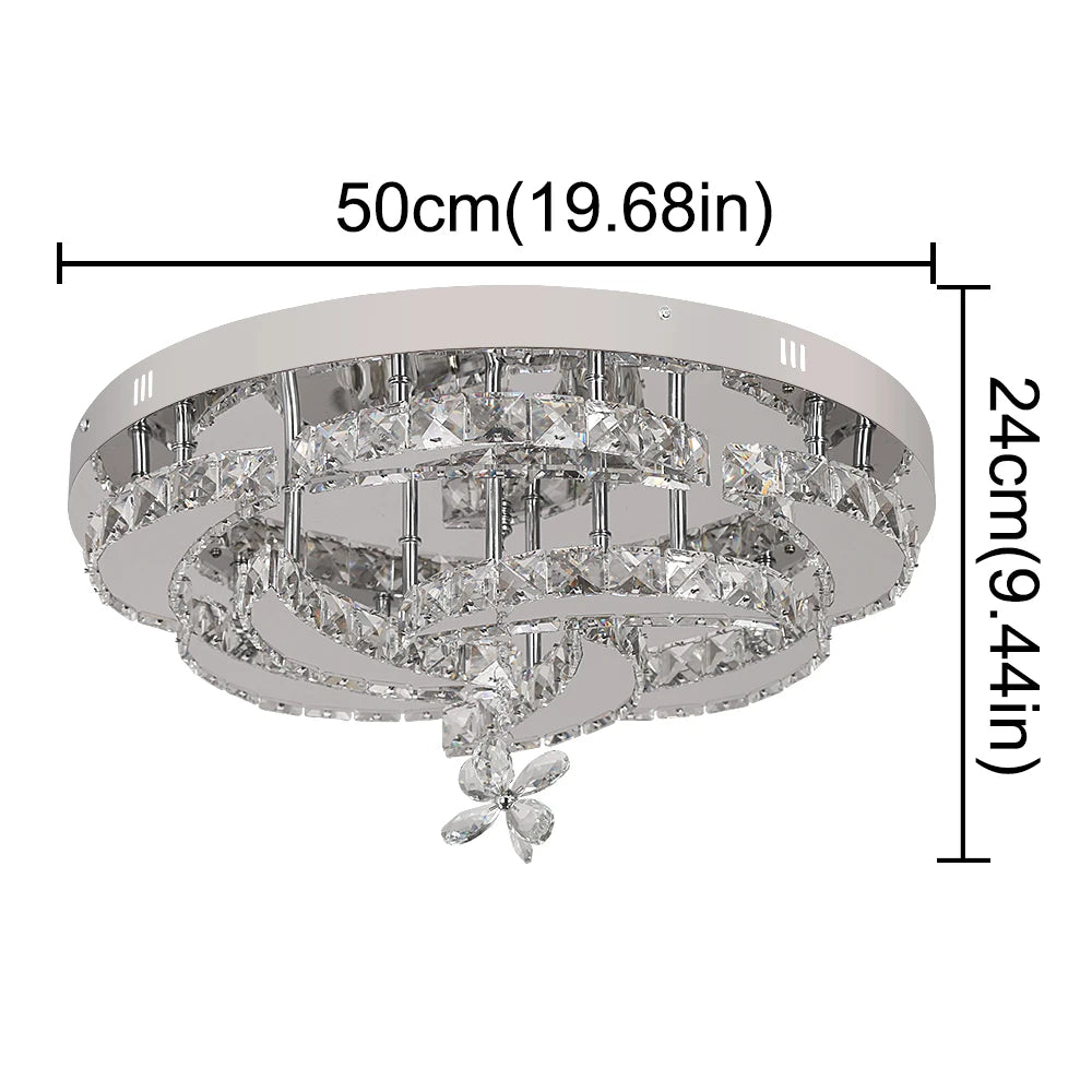 Vetrulus Crystal Chandelier Led Pendant Light Living Dining Room Dimmable