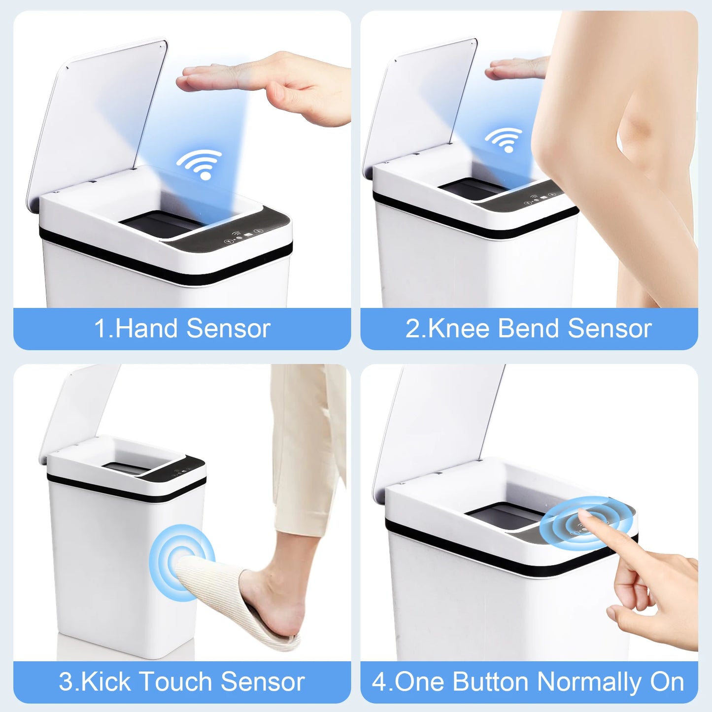 Two Pack Bathroom Touchless Motion Sensor Trash Cans With Lid