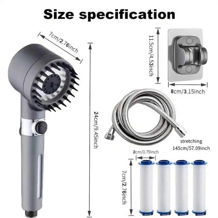 Pressurized Hand Shower Head With 3 Spray Modes And Filters