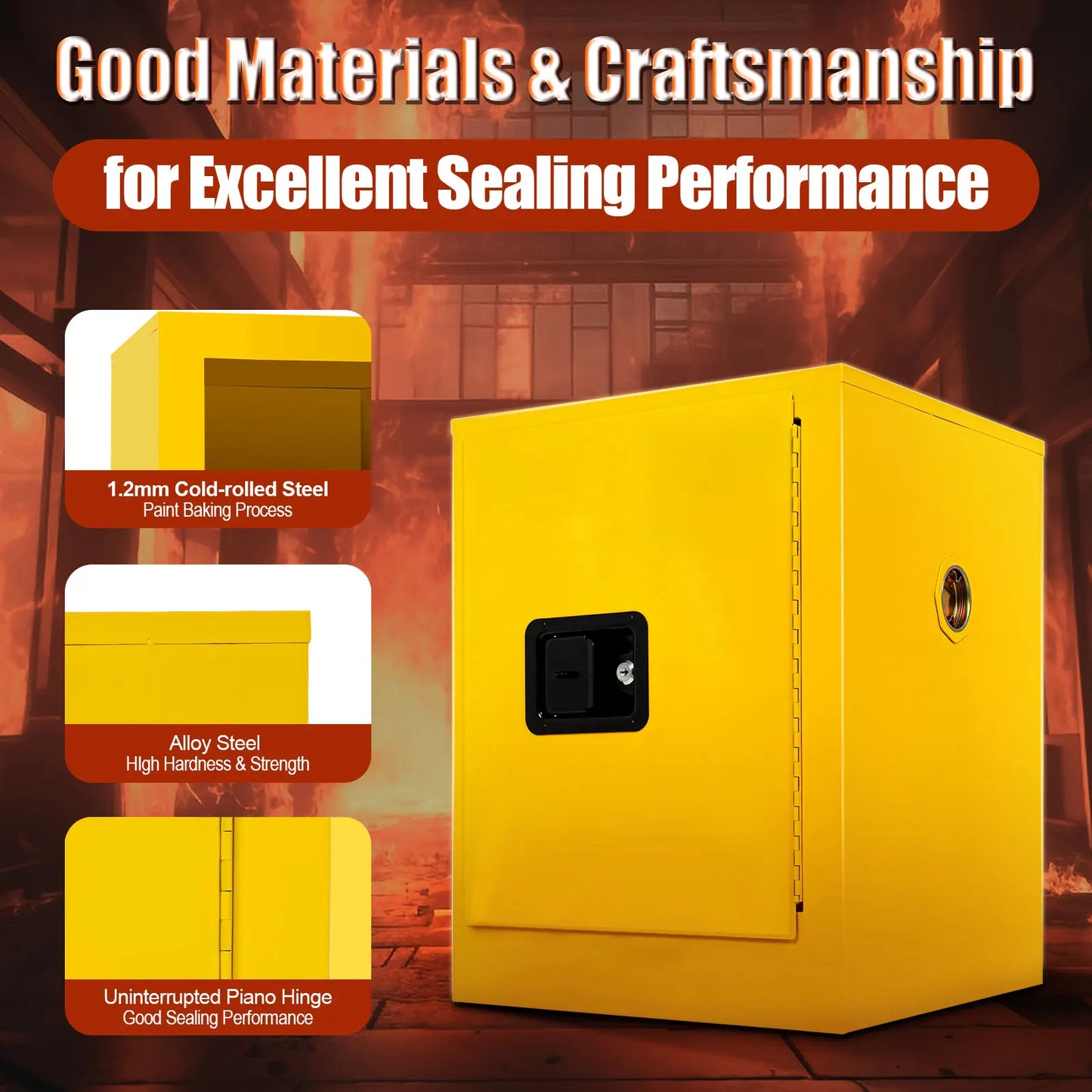 Lockable Fireproof Storage Cabinet With Shelves For Home Office And Documents