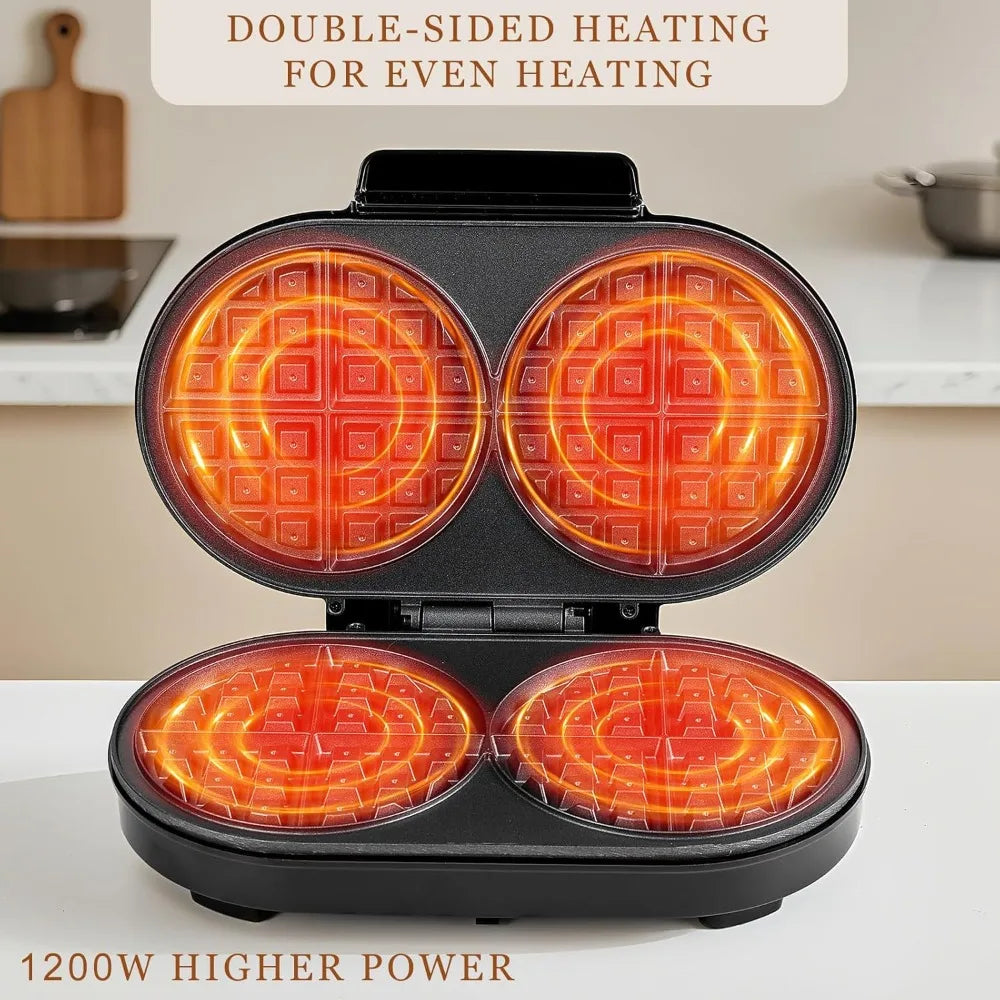 1200W Double Waffle Maker Belgian Waffle Iron For Breakfast