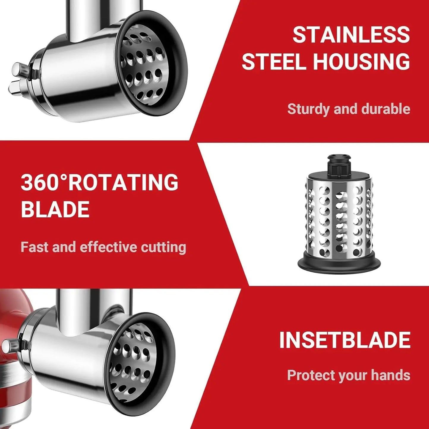 GVODE Stainless Steel Slicer Shredder Attachment KitchenAid Stand Mixers