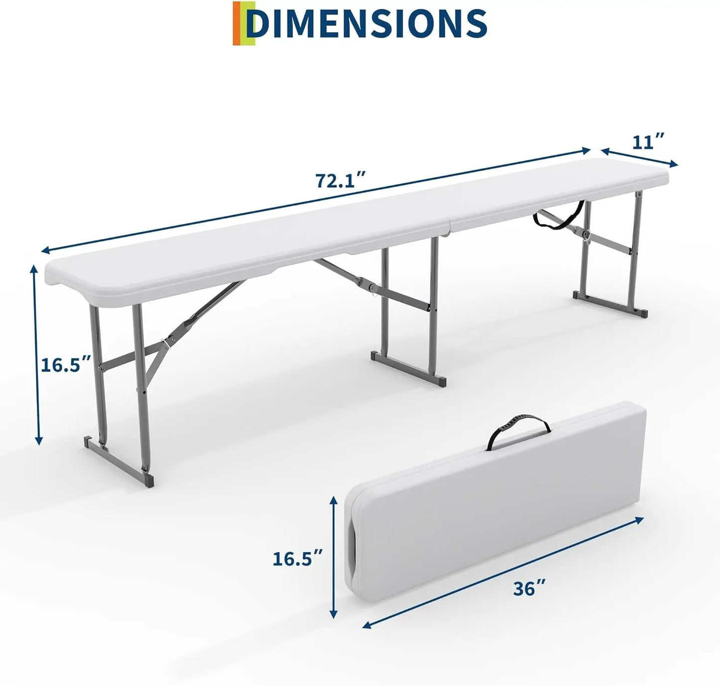 TWISTER.CK Plastic Folding Bench Outdoor 2-Pack With Carrying Handle
