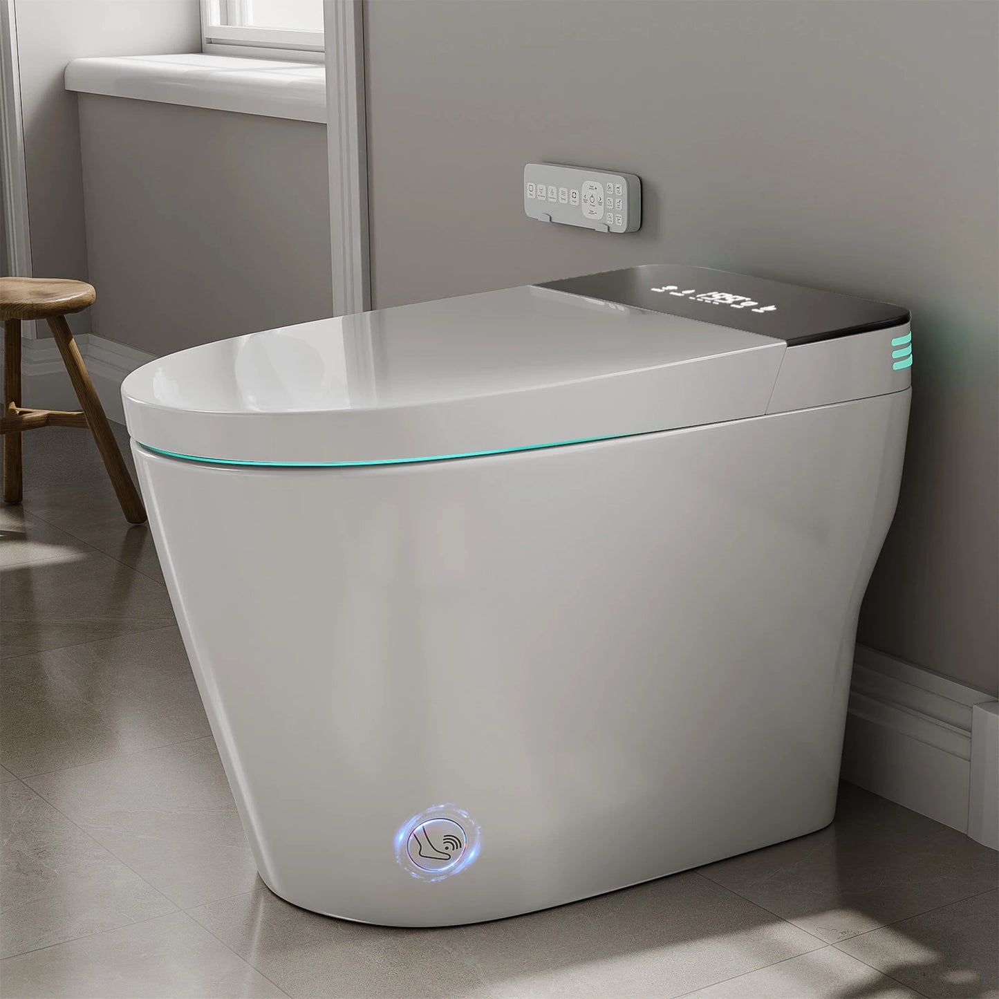 Smart Toilet With Built In Bidet And Heated Seat Automatic Open Close Dual Flush