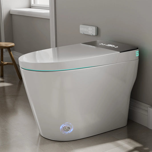 Smart Toilet With Built In Bidet And Heated Seat Automatic Open Close Dual Flush