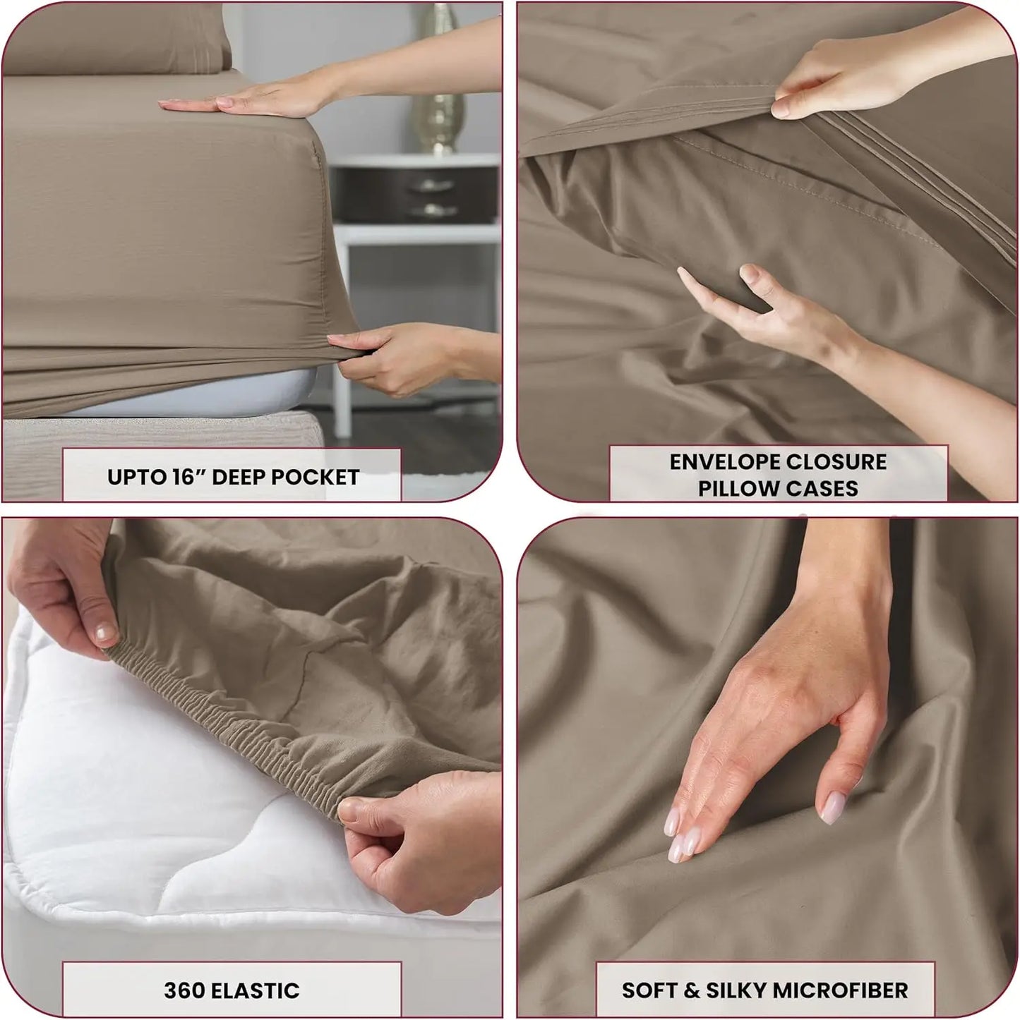 LDC Lux Decor Collection Brushed Microfiber Solid Sheet Set With Pillowcases