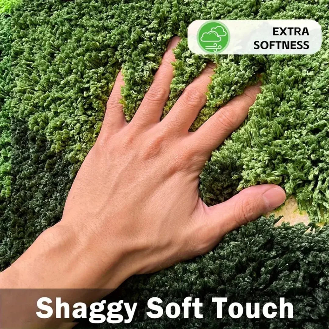 3D Moss Rugs Plush Leaf Shaped Bathroom Mat Non Slip