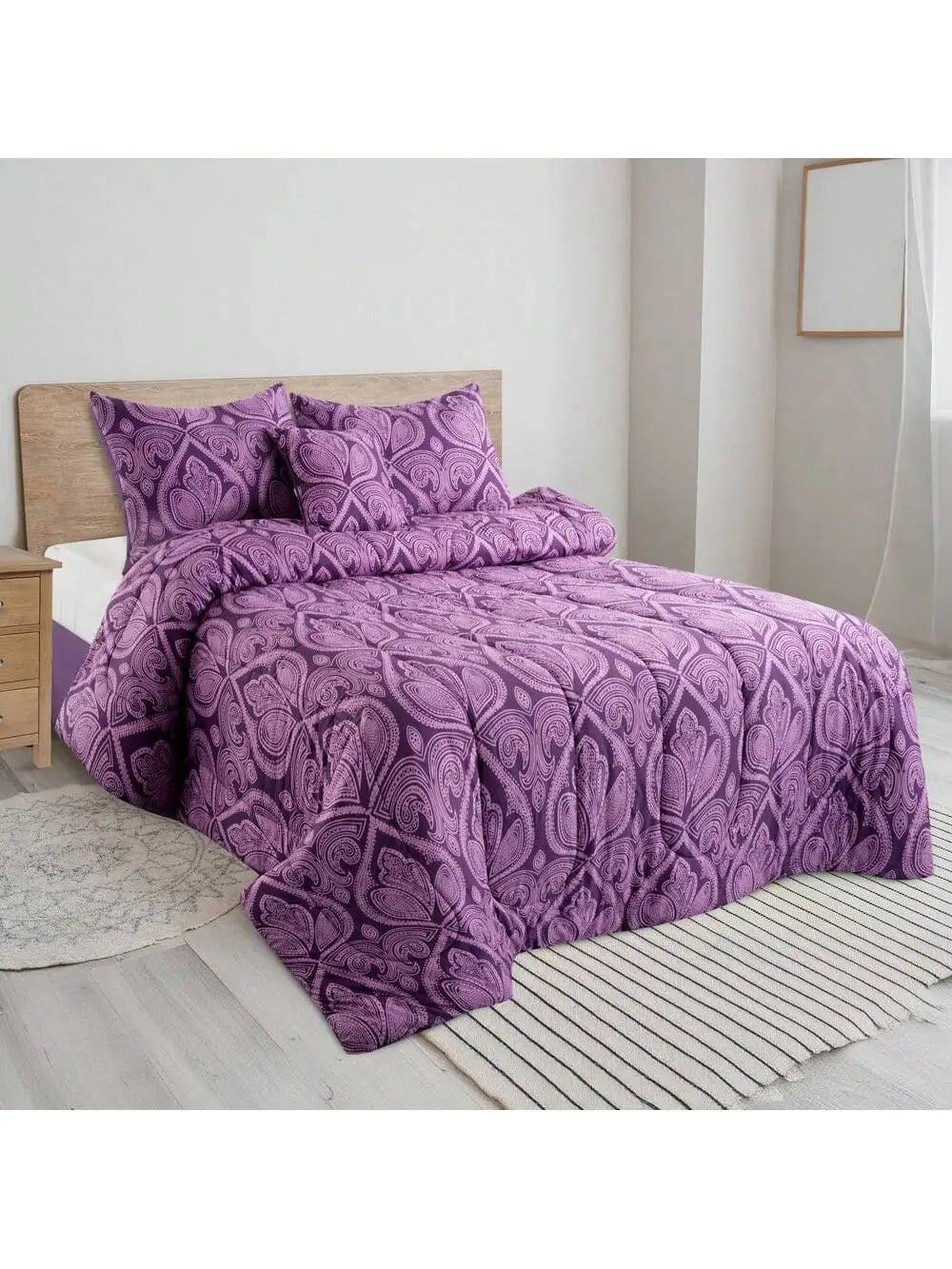 LDC Lux Decor Reversible 5 Piece Comforter Set Microfiber Bedding