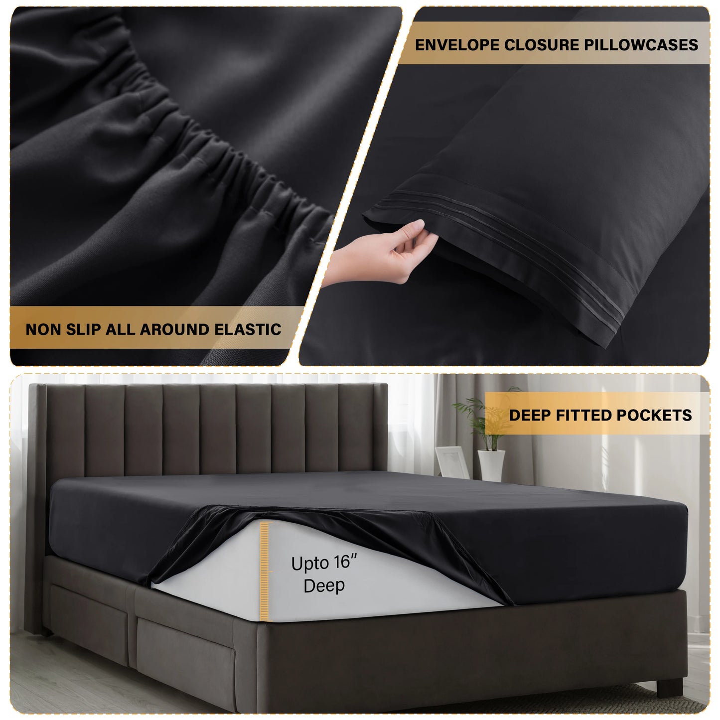LDC Lux Decor Collection Brushed Microfiber Solid Sheet Set With Pillowcases