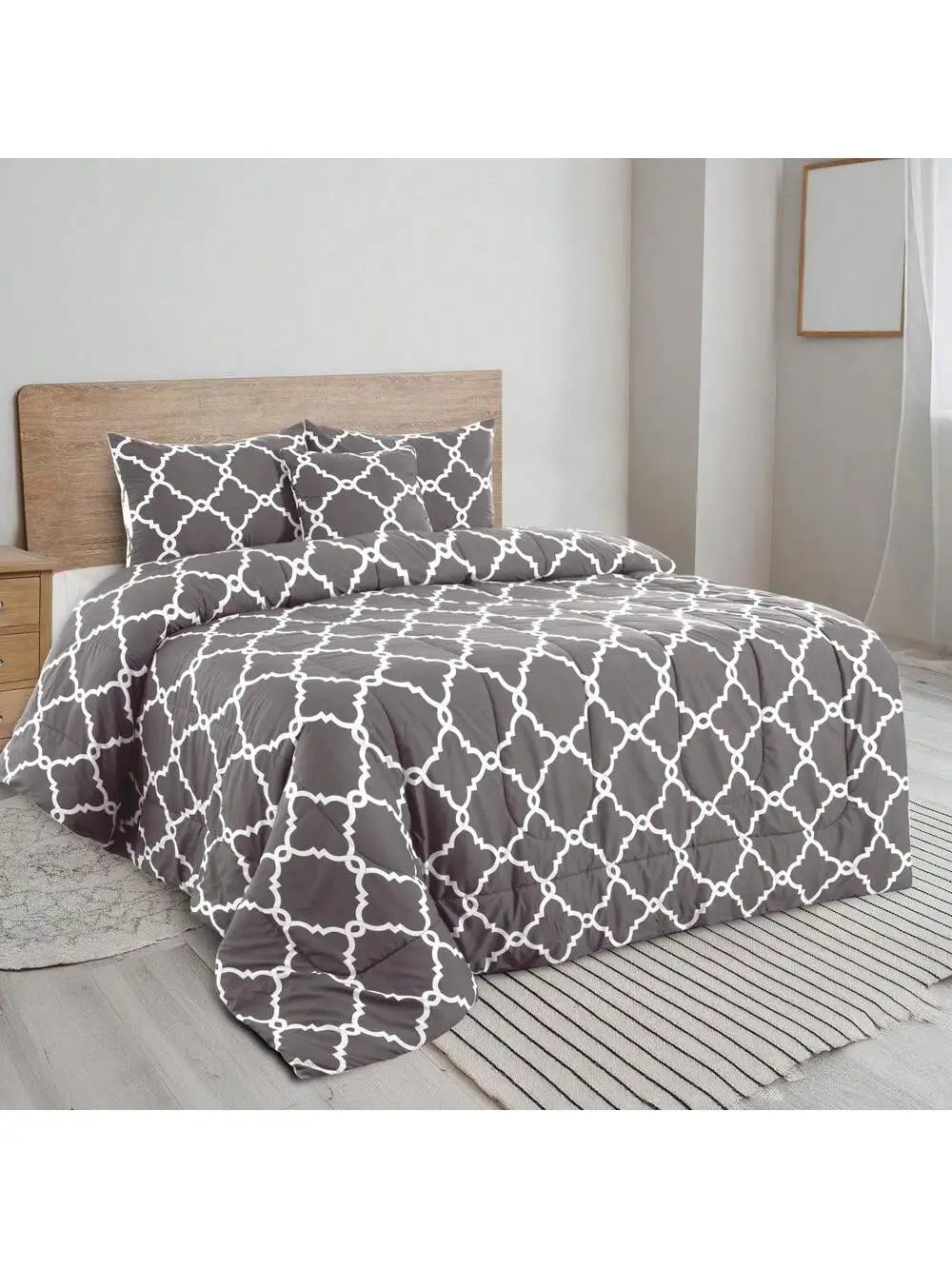 LDC Lux Decor Reversible 5 Piece Comforter Set Microfiber Bedding