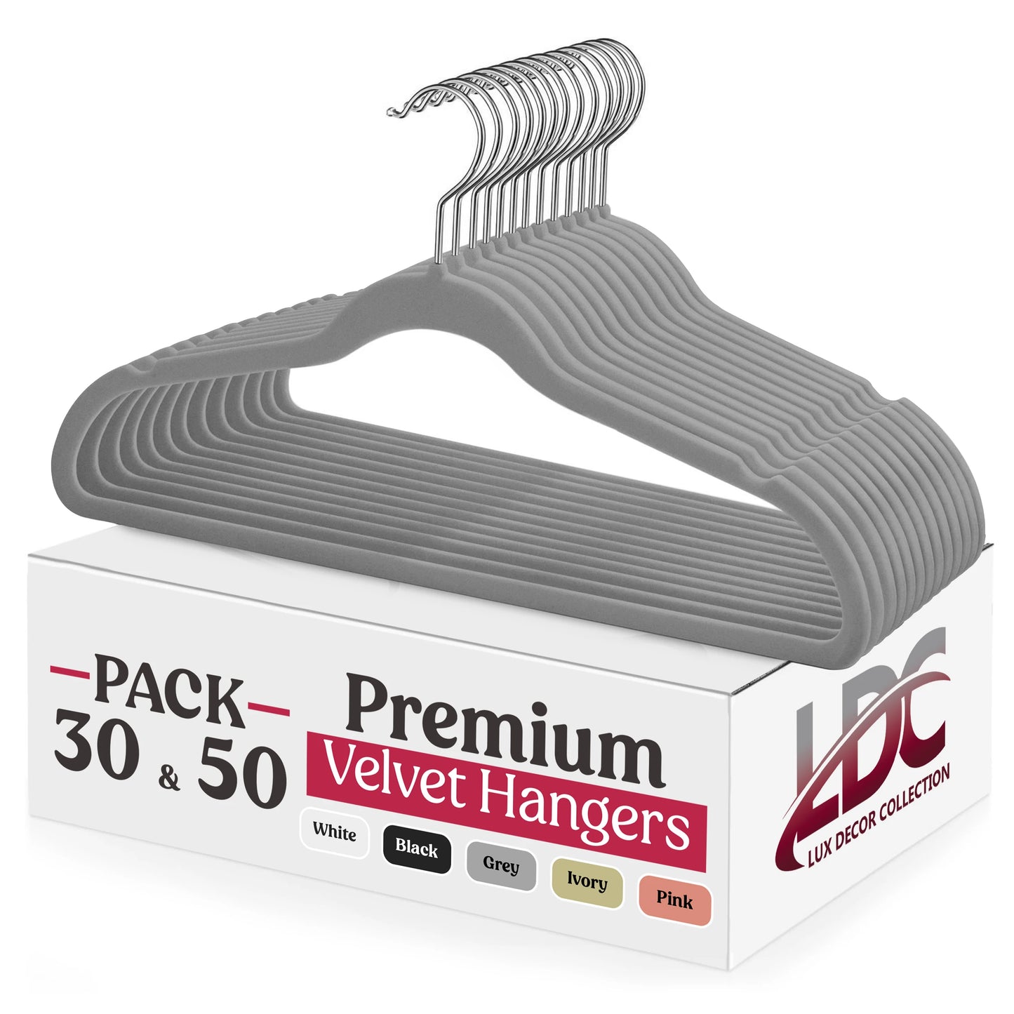 LDC Lux Decor Velvet Hangers Non-Slip Heavy Duty Swivel Hook
