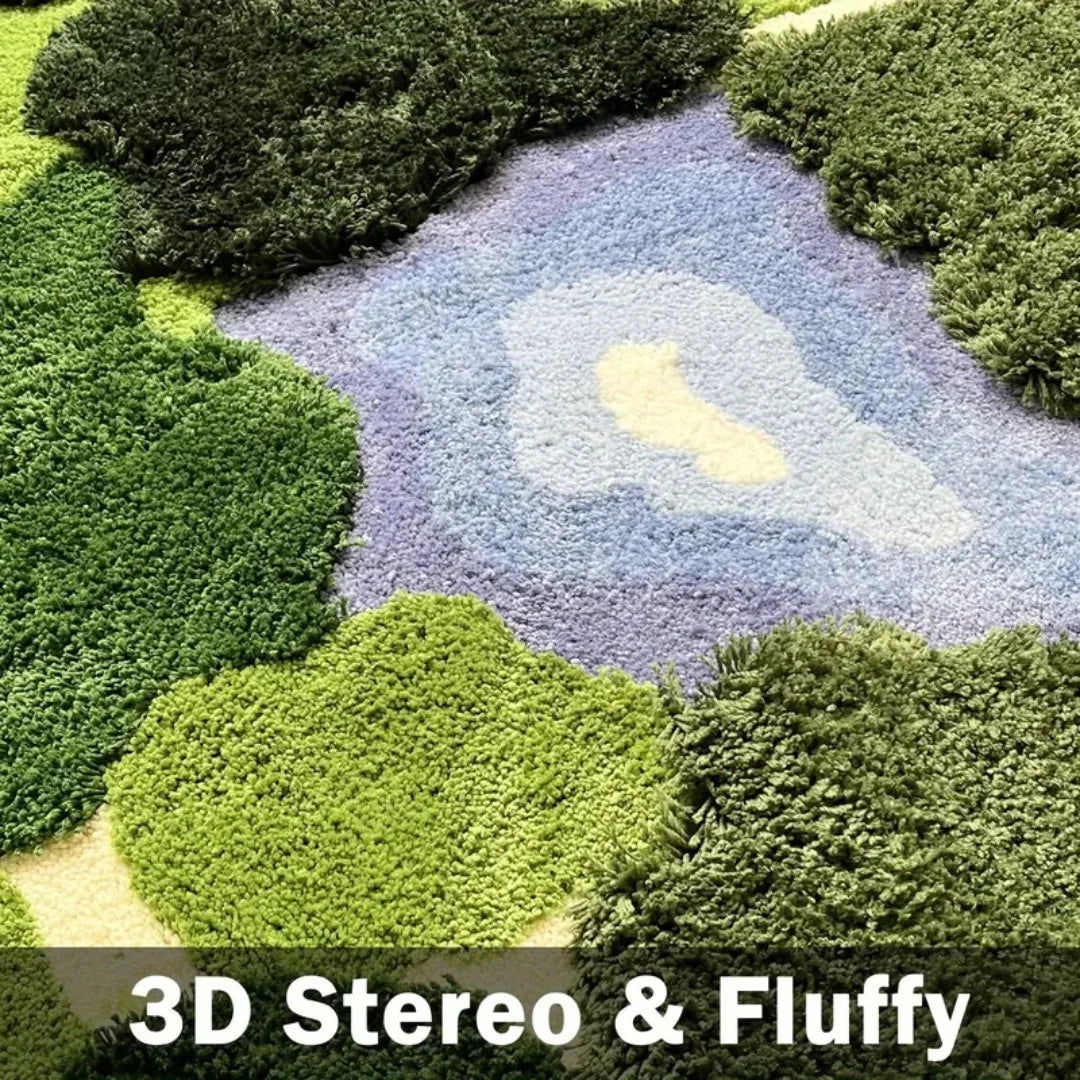 3D Moss Rugs Plush Leaf Shaped Bathroom Mat Non Slip