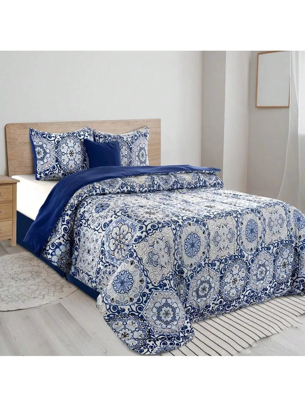 LDC Lux Decor Reversible 5 Piece Comforter Set Microfiber Bedding