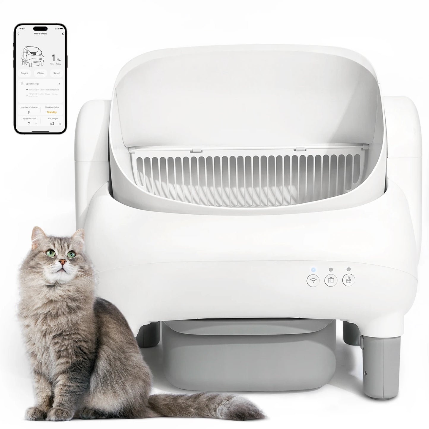 Cumrige Open Top Self Cleaning Cat Litter Box, Automatic Smart Litter Box with App Control for Multiple Cats