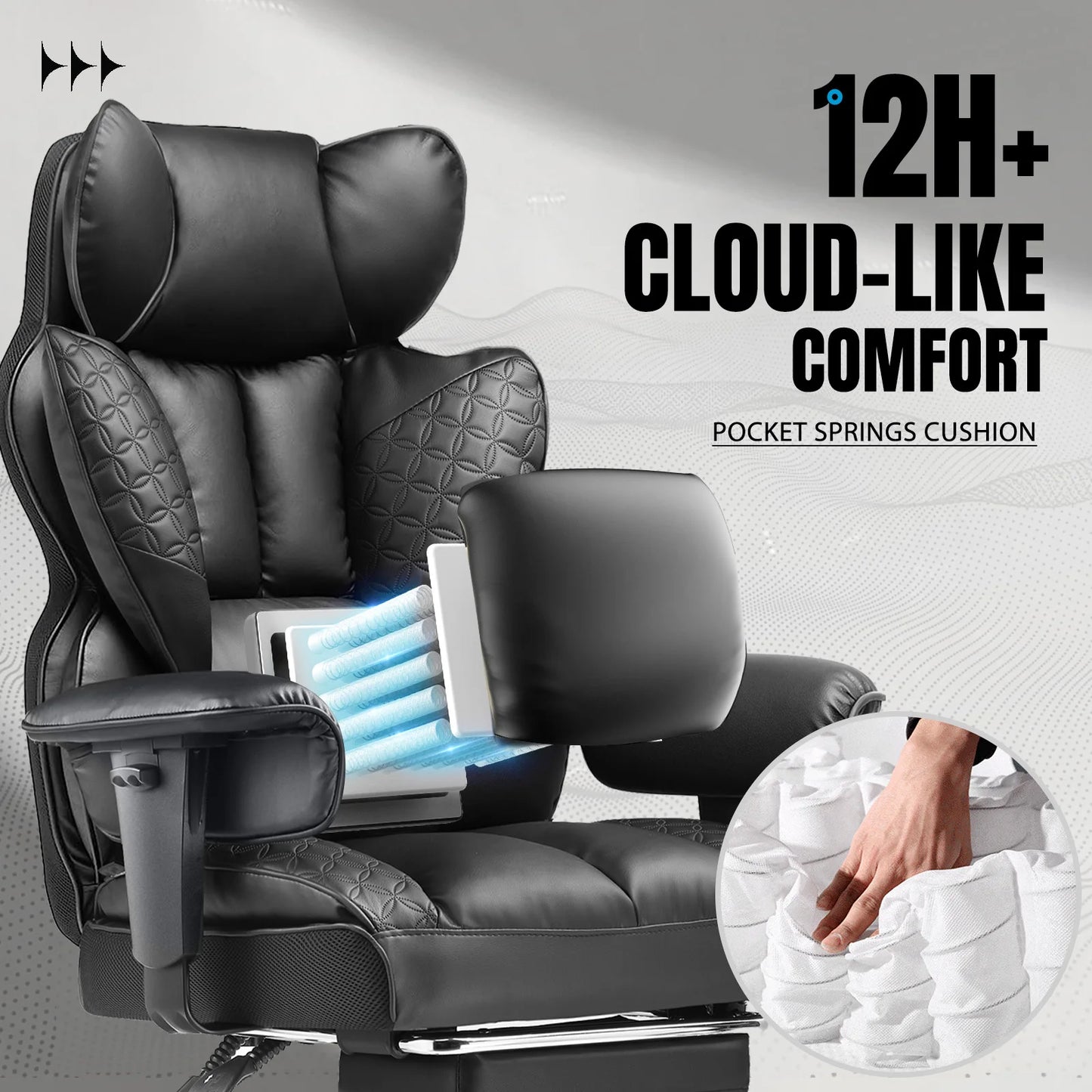 COMHOMA Ergonomic Leather Office Chair With Footrest