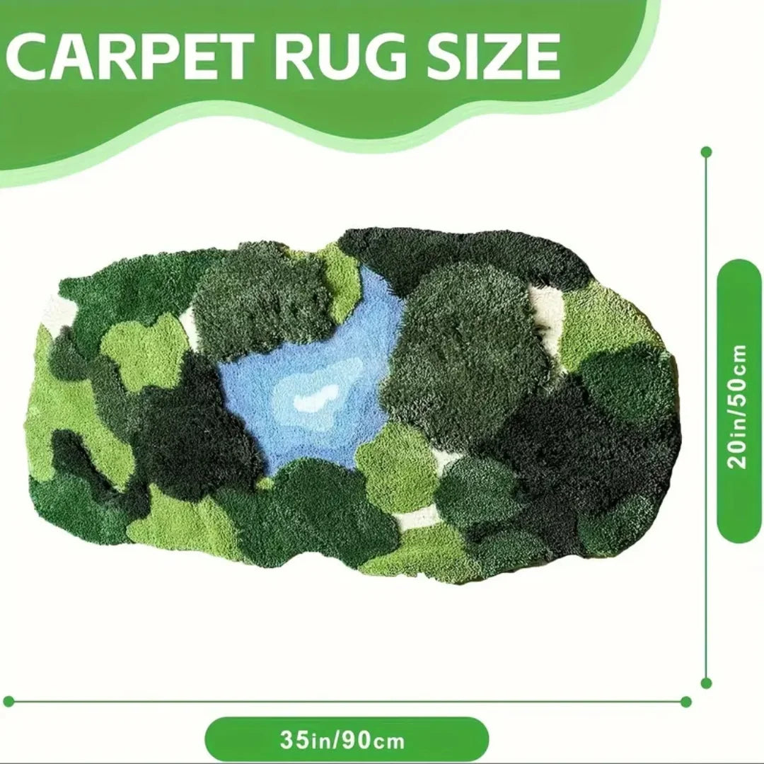 3D Moss Rugs Plush Leaf Shaped Bathroom Mat Non Slip