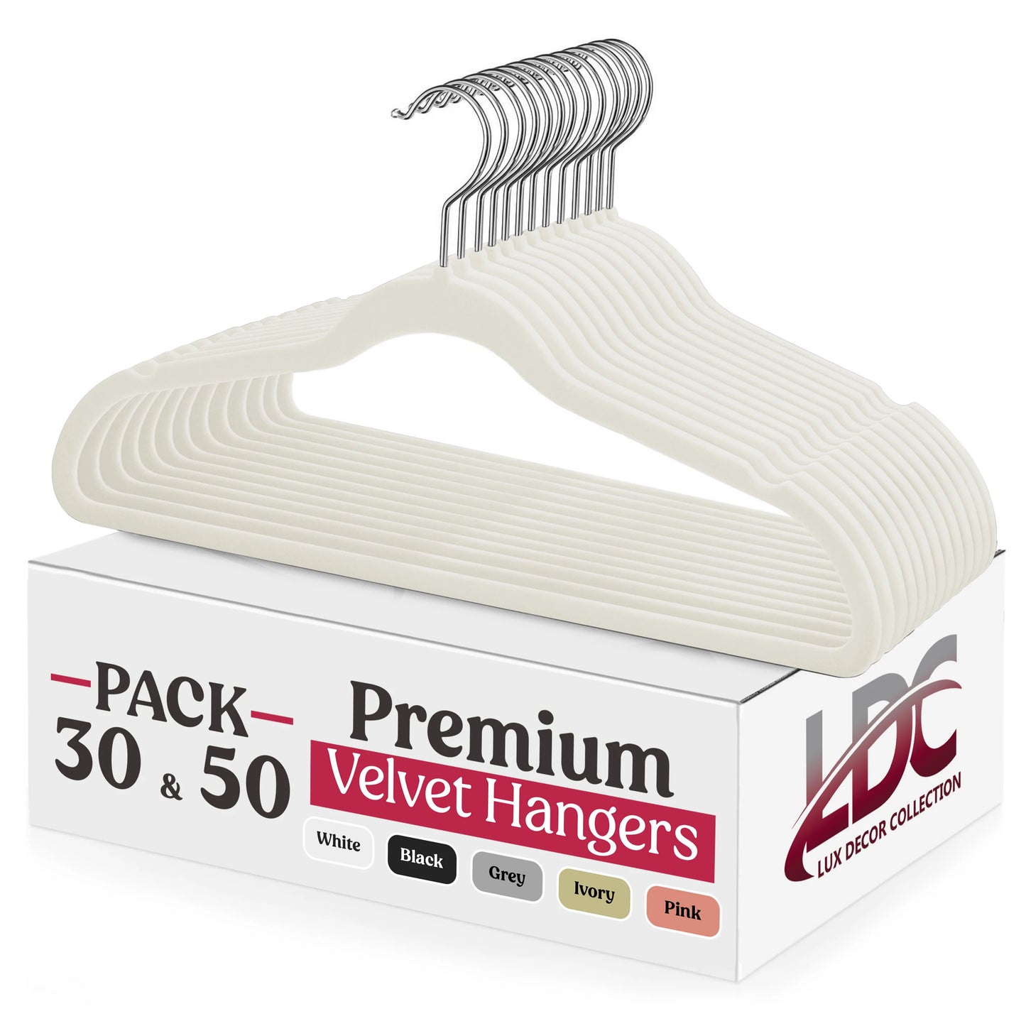 LDC Lux Decor Velvet Hangers Non-Slip Heavy Duty Swivel Hook