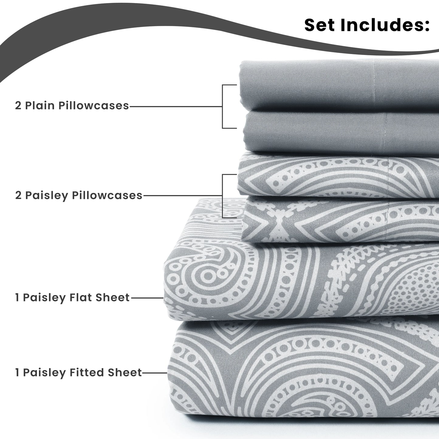 LDC Lux Decor Paisley Sheet Set Microfiber Wrinkle Free