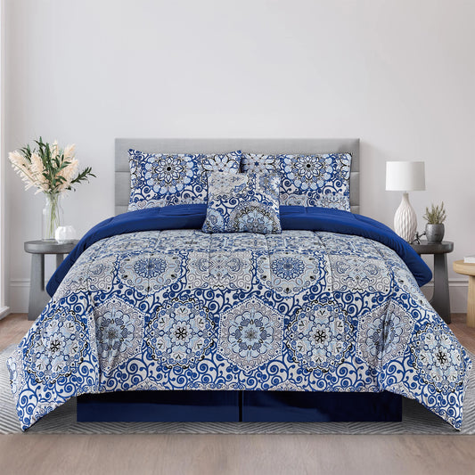 LDC Lux Decor Reversible 5 Piece Comforter Set Microfiber Bedding