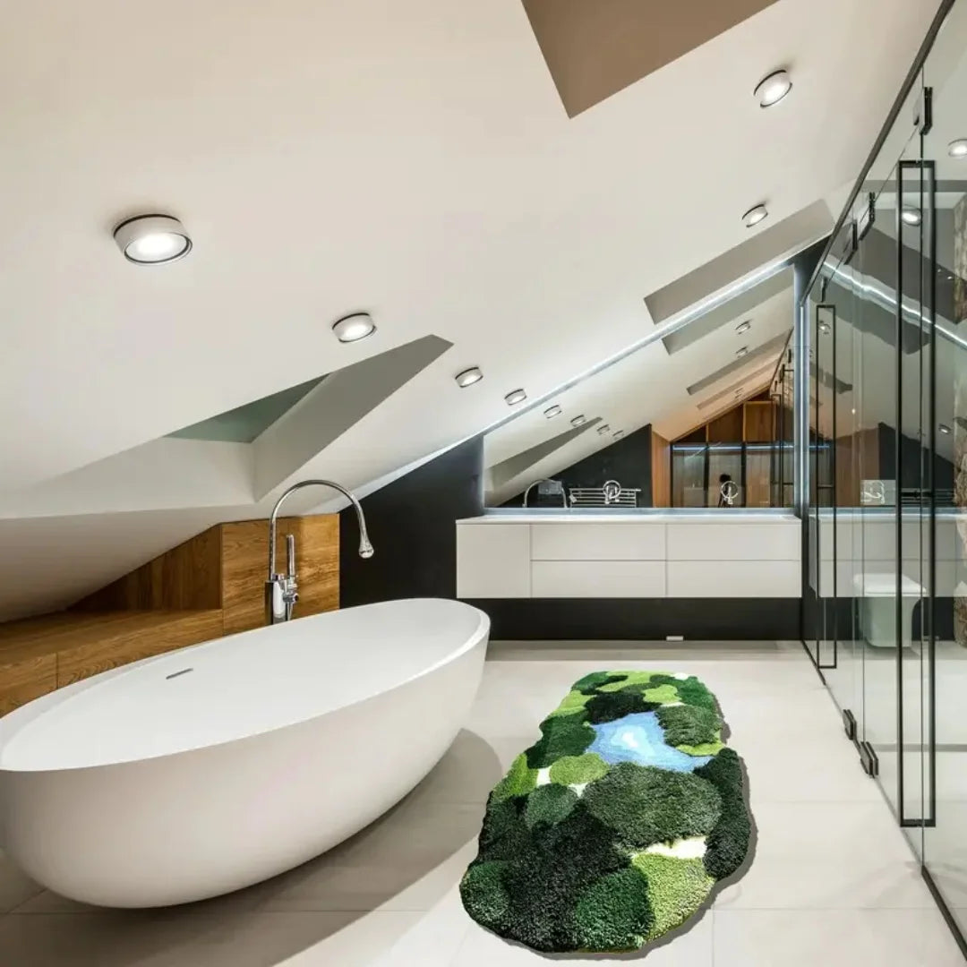 3D Moss Rugs Plush Leaf Shaped Bathroom Mat Non Slip