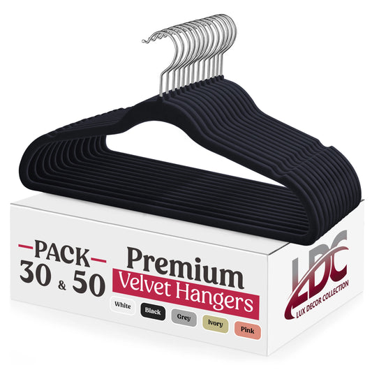 LDC Lux Decor Velvet Hangers Non-Slip Heavy Duty Swivel Hook