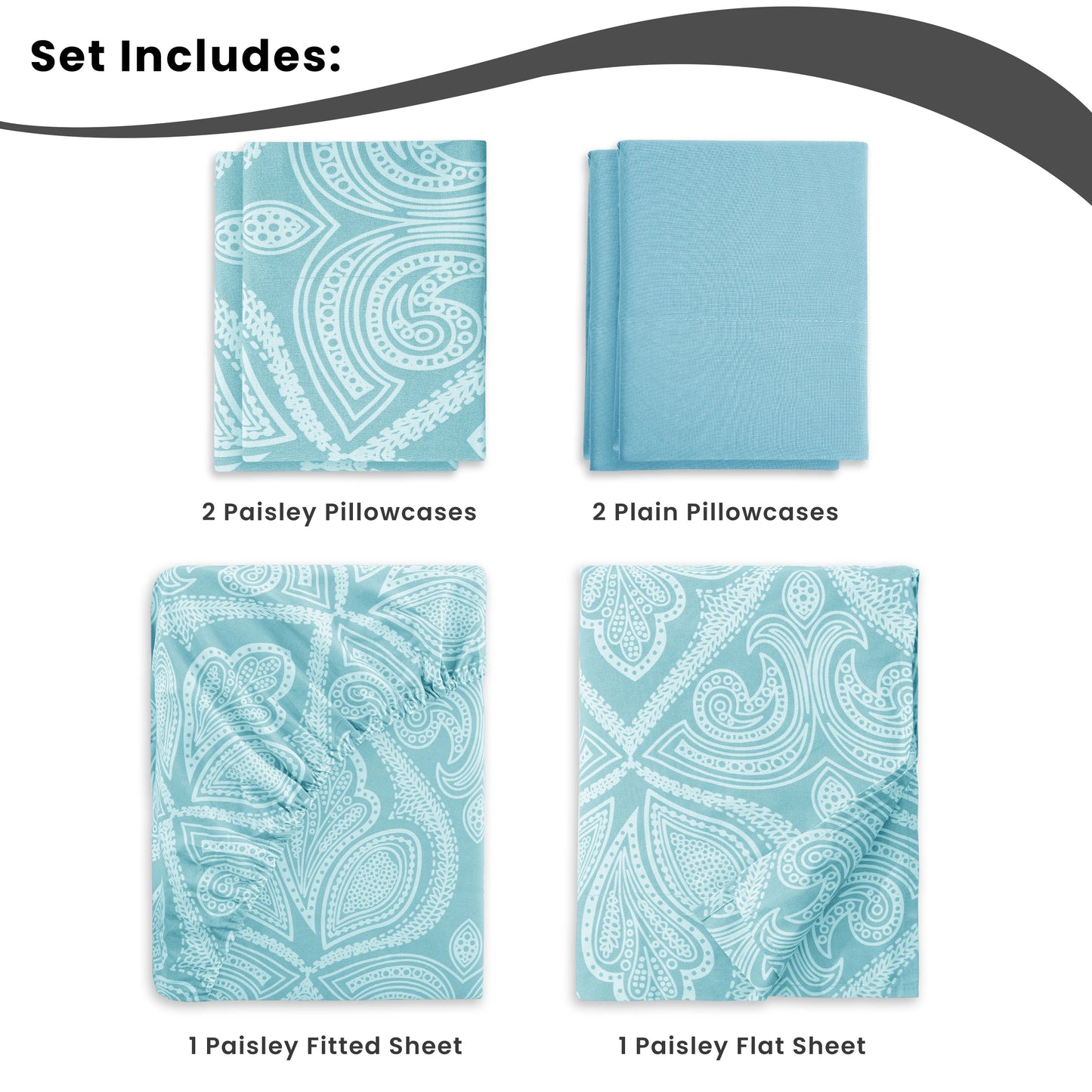 LDC Lux Decor Paisley Sheet Set Microfiber Wrinkle Free
