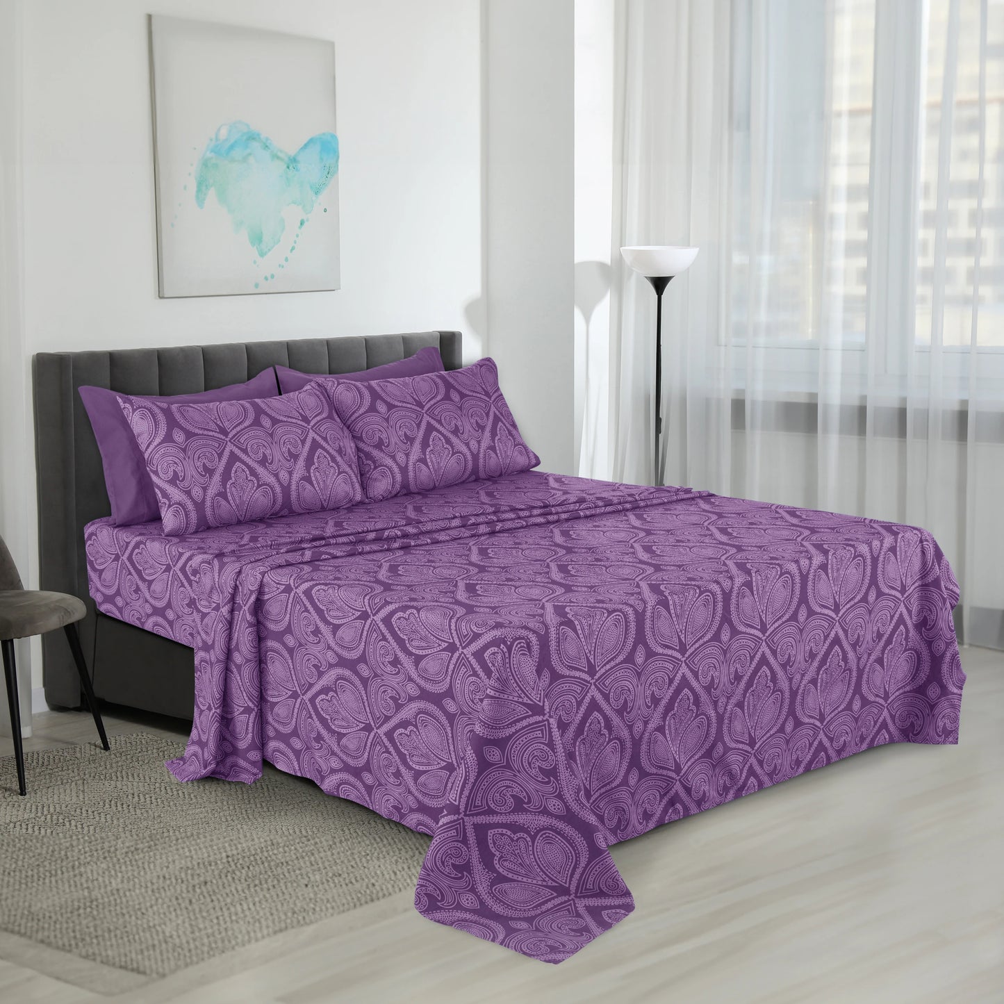 LDC Lux Decor Paisley Sheet Set Microfiber Wrinkle Free
