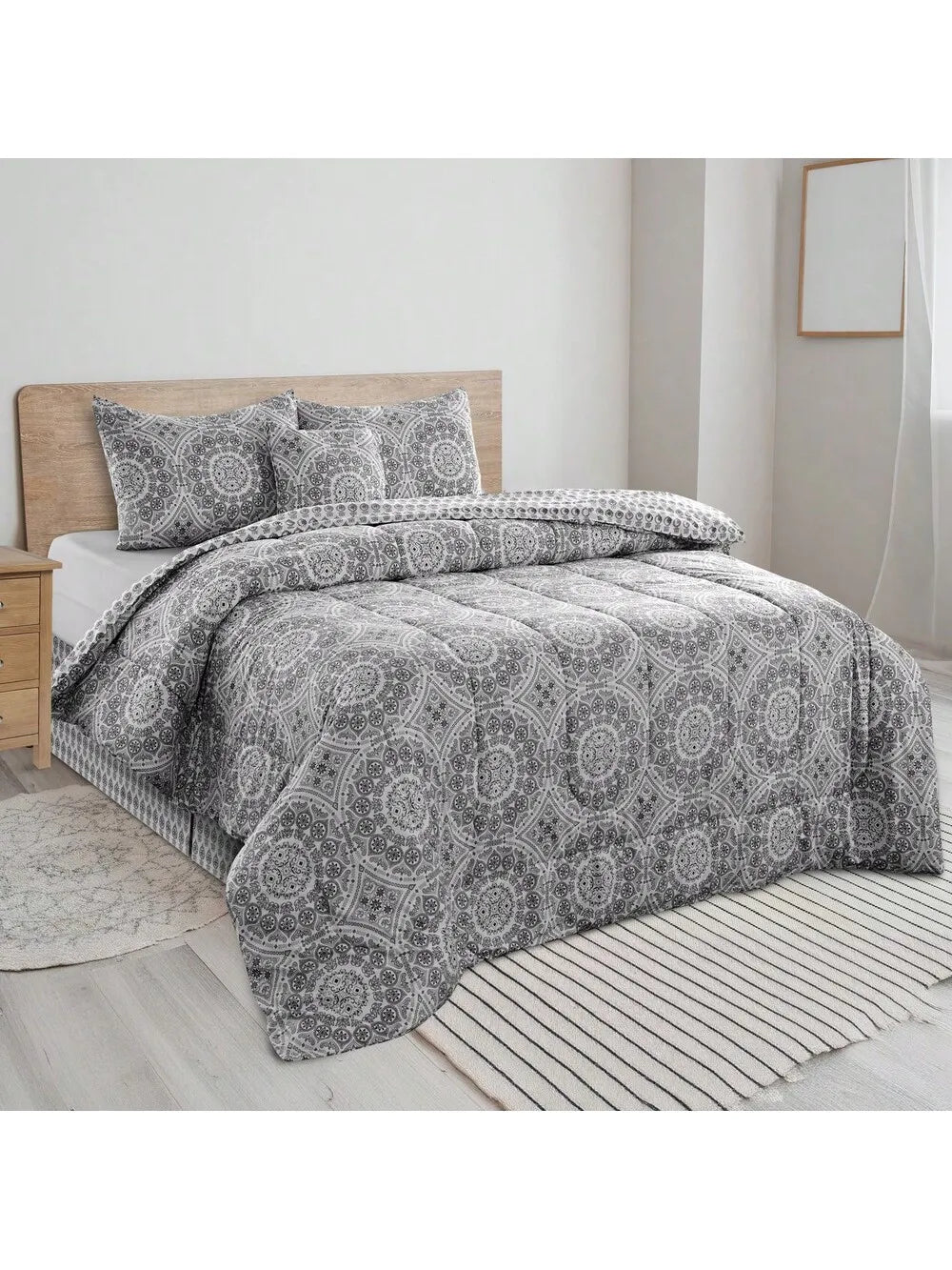 LDC Lux Decor Reversible 5 Piece Comforter Set Microfiber Bedding