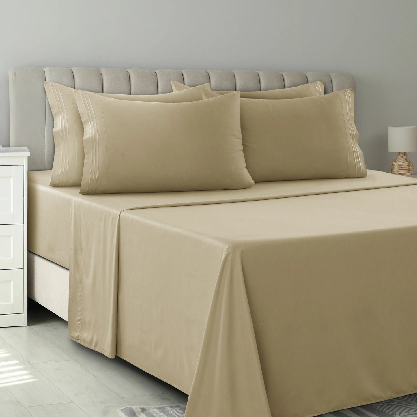 LDC Lux Decor Collection Brushed Microfiber Solid Sheet Set With Pillowcases