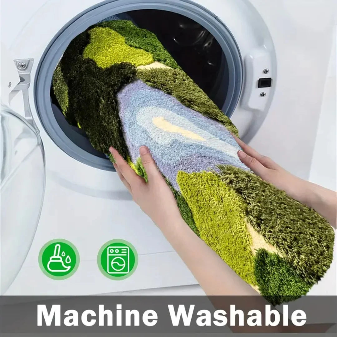 3D Moss Rugs Plush Leaf Shaped Bathroom Mat Non Slip