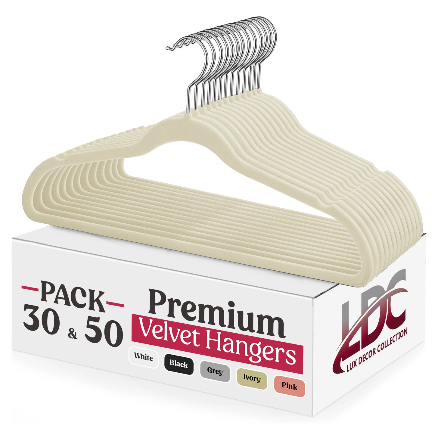 LDC Lux Decor Velvet Hangers Non-Slip Heavy Duty Swivel Hook