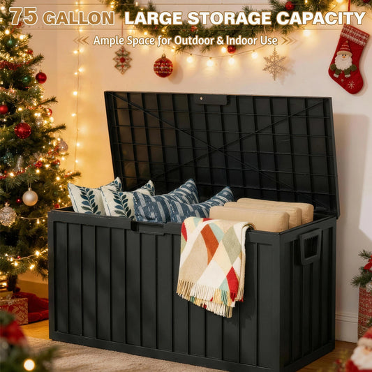 Resin Outdoor Storage Box Waterproof Deck Box With Bottom Pulleys