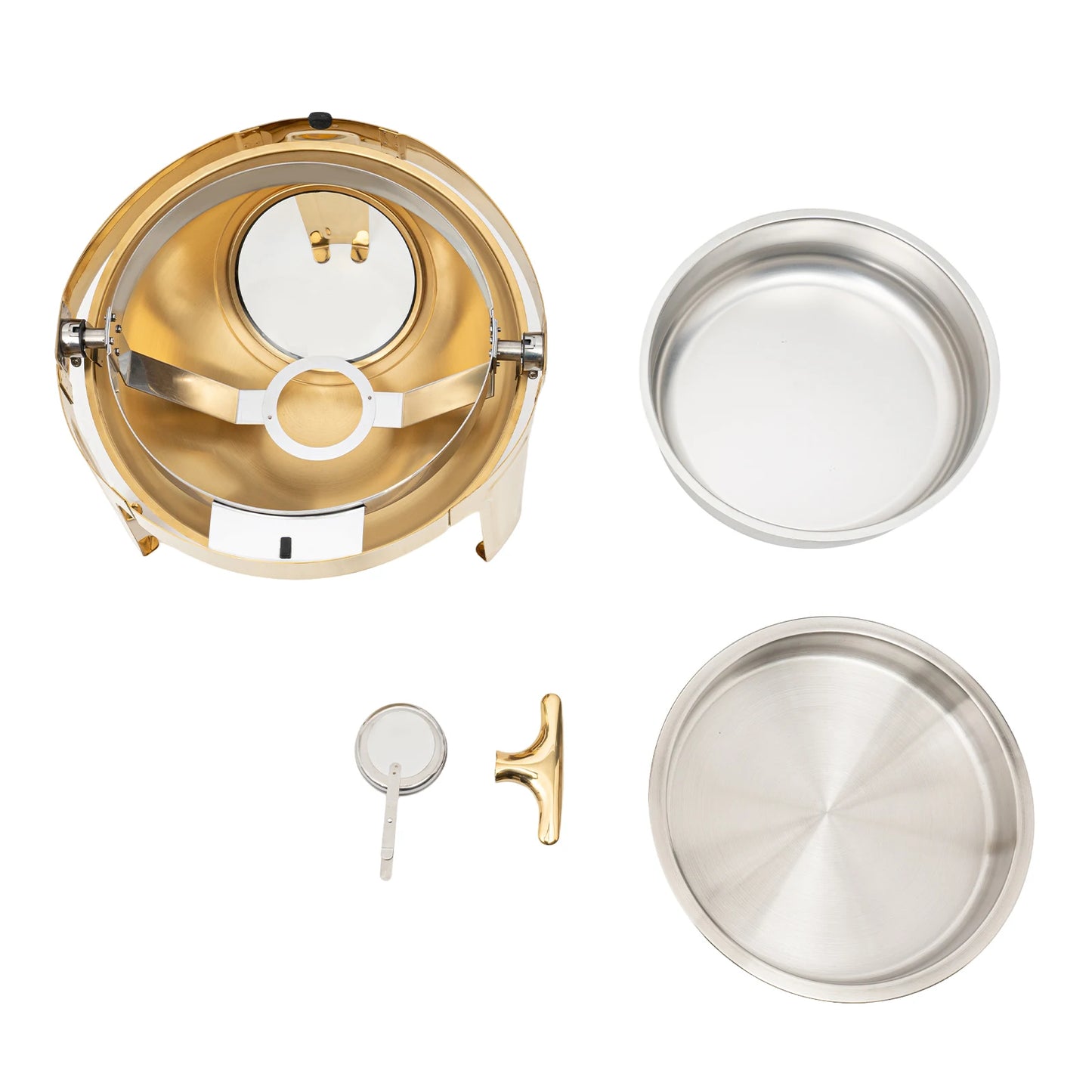 Round Chafing Dish Buffet Set Roll Top Stainless Steel Warmer