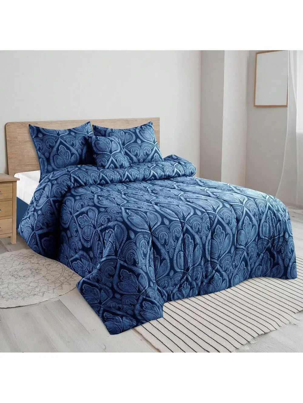 LDC Lux Decor Reversible 5 Piece Comforter Set Microfiber Bedding