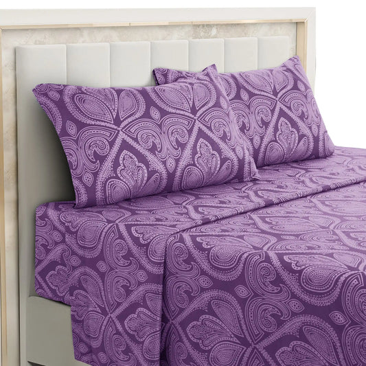 LDC Lux Decor Paisley Sheet Set Microfiber Wrinkle-Resistant
