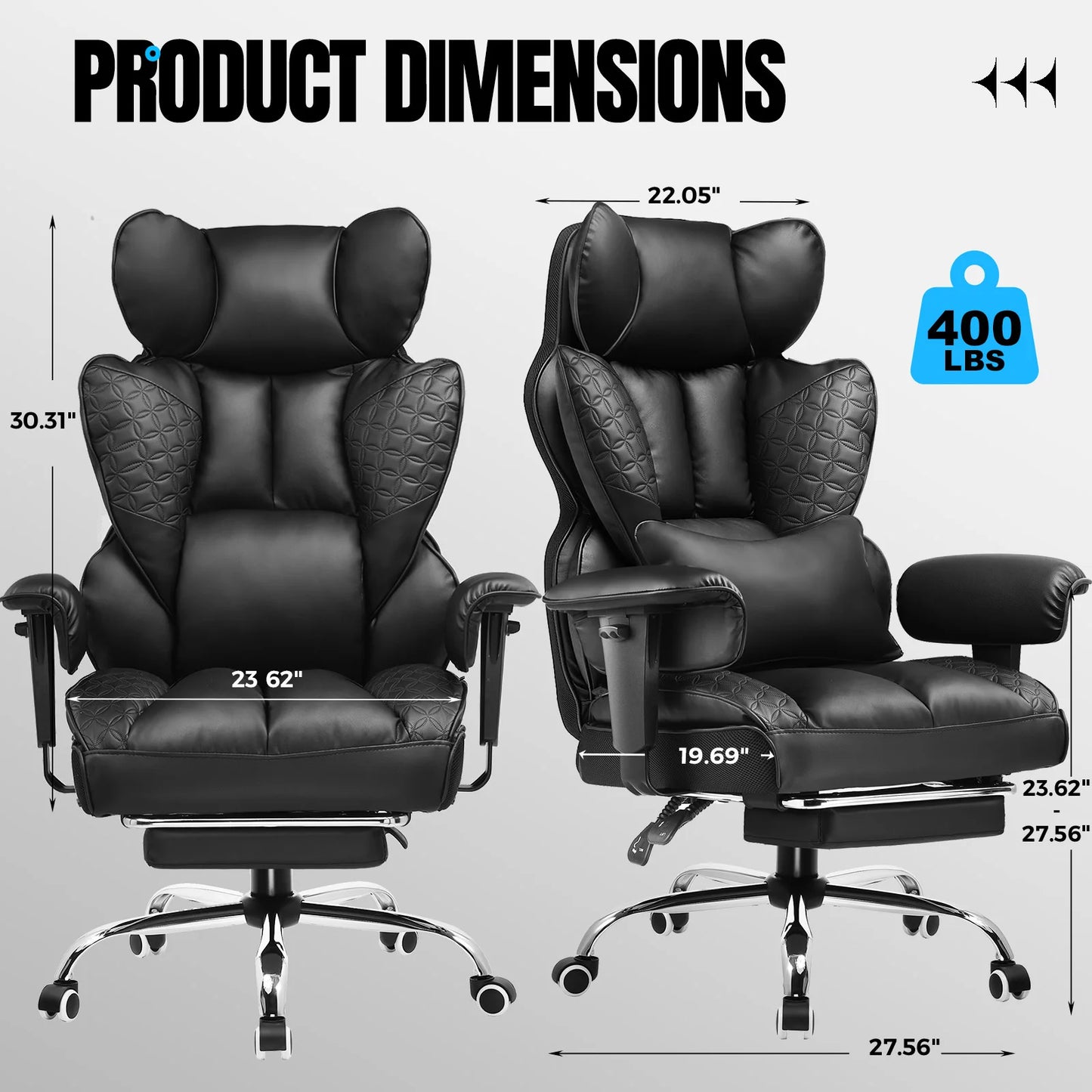 COMHOMA Ergonomic Leather Office Chair With Footrest